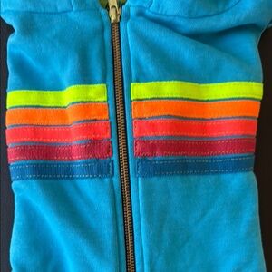 Aviator Nation -5 Stripe Zip Hoodie in Neon Blue & Neon Rainbow, never worn